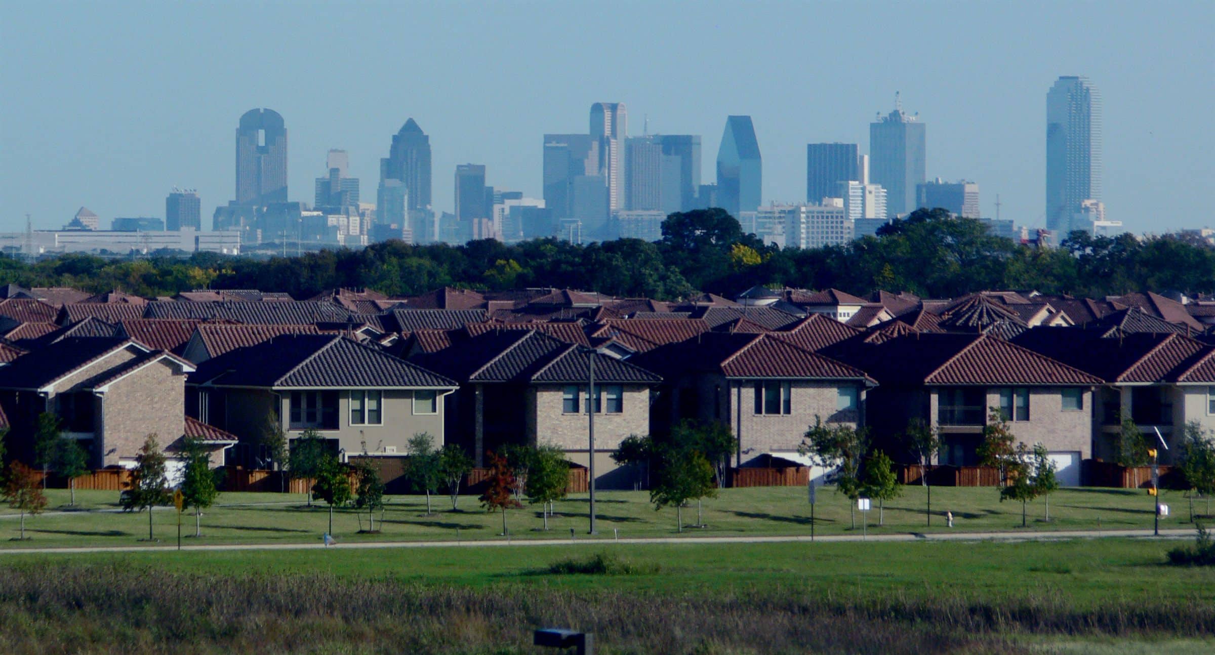 Dallas skyline from surrounding neighborhoods