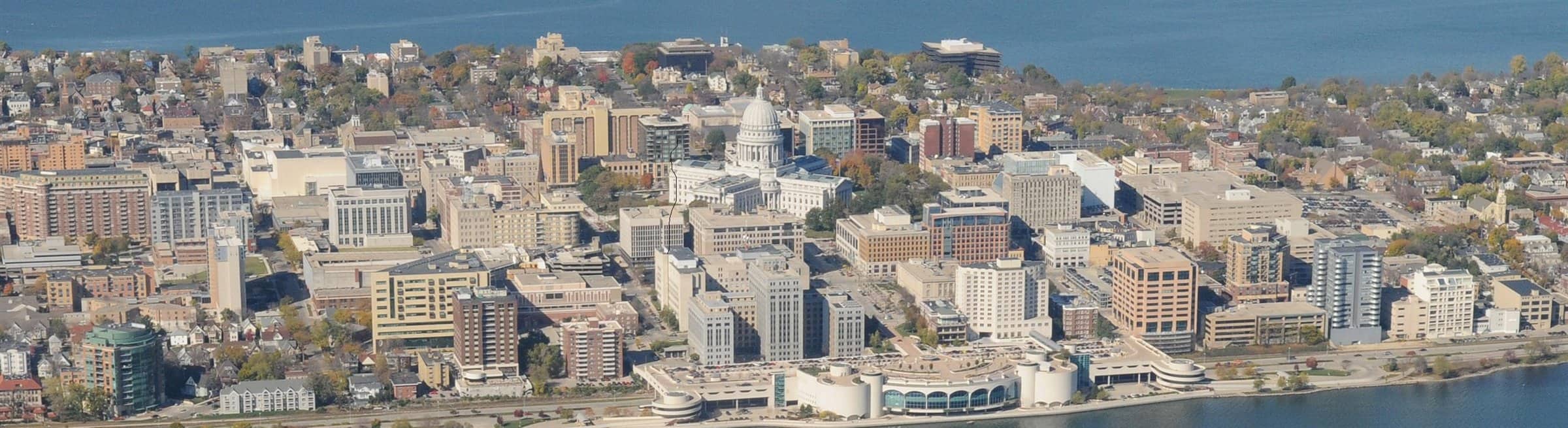 Madison skyline and lakefront area